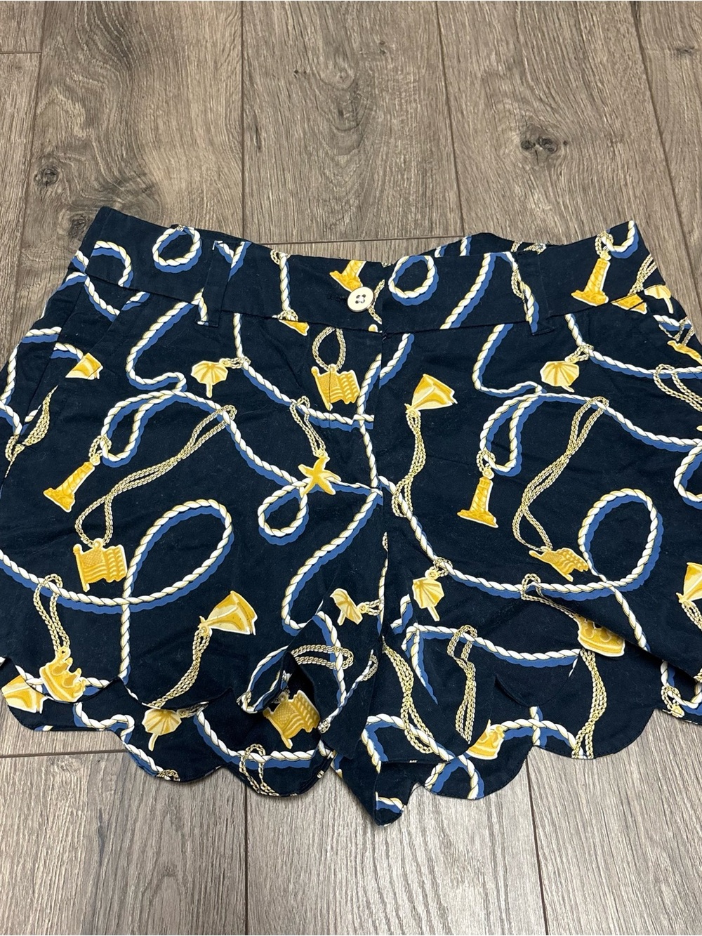 Blue scalloped preppy Shelby shorts